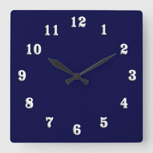 Solid Navy Blue Quadratische Wanduhr
