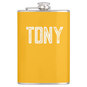 Solid Neon Bright Orange Individuelle Name Monogra Flachmann