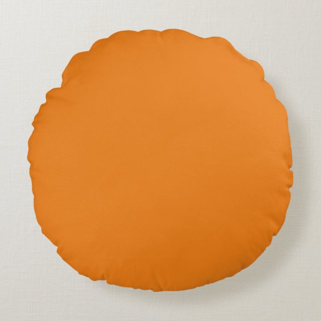 Solid Orange Rundes Kissen (Vorderseite)