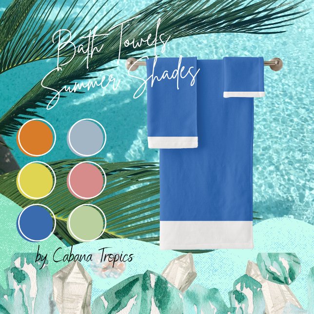 Solid Perewinkle Blue & White Trim Badetuch Set (Von Creator hochgeladen)