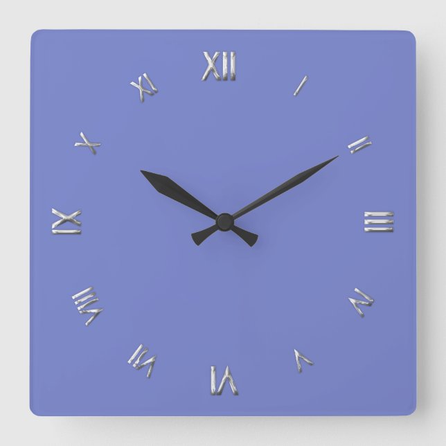 Solid Periwinkle Blue Wall Clock Quadratische Wanduhr (Vorderseite)