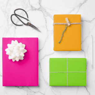 Solid Pink Orange Green Geschenkpapier Set