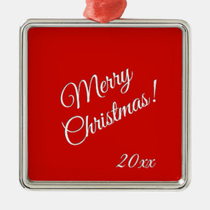 Solid Red Merry Weihnachtsjahr Ornament Aus Metall