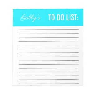 Solid schlicht blau personalisiert zu tun Liste Notizblock