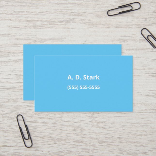 Solid Sky Blue Minimalistisch Business Cards Visitenkarte (Vorderseite/Rückseite Beispiel)