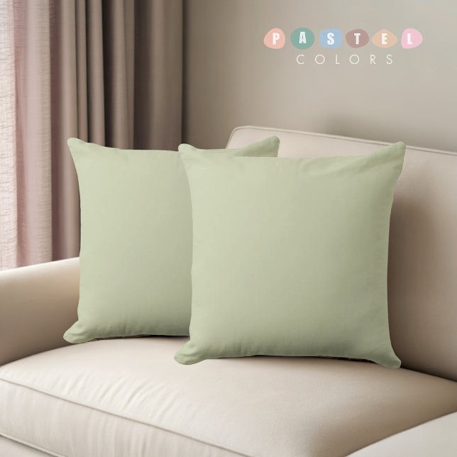 Solid Soft Light Pastel Sage Moss Green Colo Kissen (Solid Soft Light Pastel Sage Moss Green Colo Throw Pillow)
