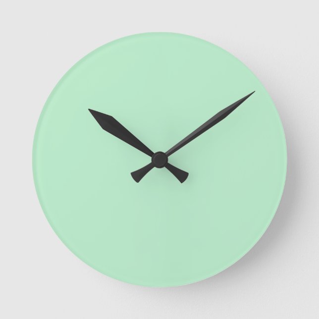 Solid Soft Mint Green Wall Clock Runde Wanduhr (Vorderseite)