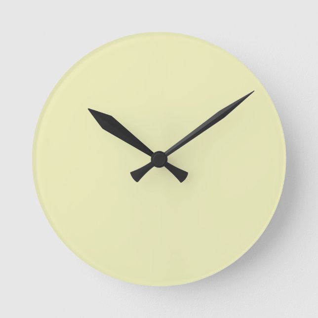 Solid Soft Pastel Yellow Wall Clock Runde Wanduhr (Vorderseite)