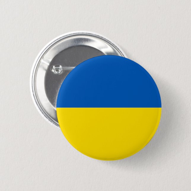 Solid Ukraine Flag Farben Button (Vorne & Hinten)