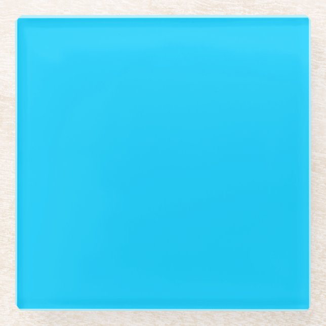 Solid Vivid Sky Blue Minimalistisch Schlicht Glasuntersetzer (Vorderseite)
