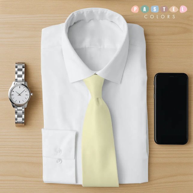 Solid weich hellpastellfarbene Buttercreme Gelb Fa Krawatte (Solid Soft Light Pastel Butter Cream Yellow Color Neck Tie)