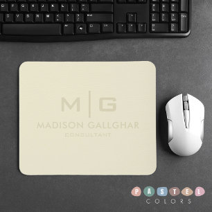 Solid weich hellpastellfarbene Creme Beige Gelbe F Mousepad