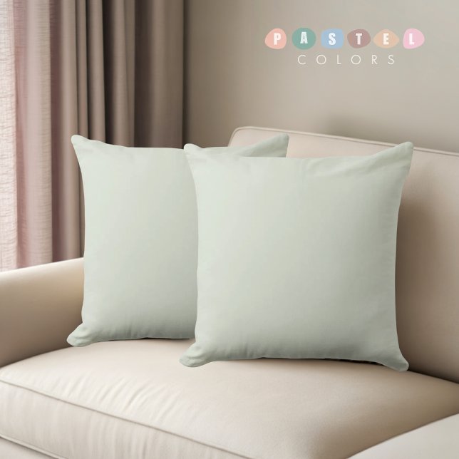Solid weich hellpastellfarbene Sage Moss grüne Far Kissen (Solid Soft Light Pastel Sage Moss Green Color Throw Pillow)