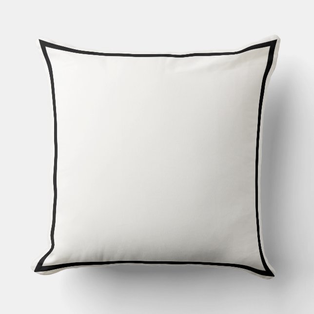 Solid weiß mit Schwarz und Schwarz, Weiß Rückwärts Kissen (Vorderseite)