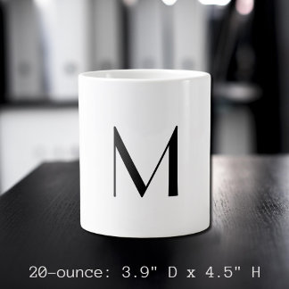 solid white - add black monogram Jumbo-Tasse