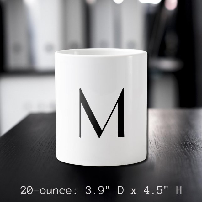  solid white - add  black monogram   Jumbo-Tasse (Von Creator hochgeladen)