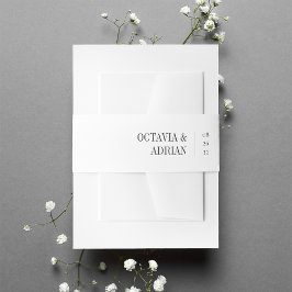 Solid White + Ash Black Lettering Wedding Einladungsbanderole