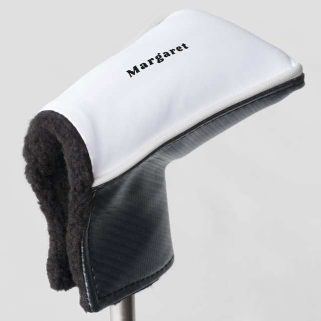 Solid White Golf Putter Abdeckung mit Ihrem Namen  Headcover (3/4 Vorderseite)