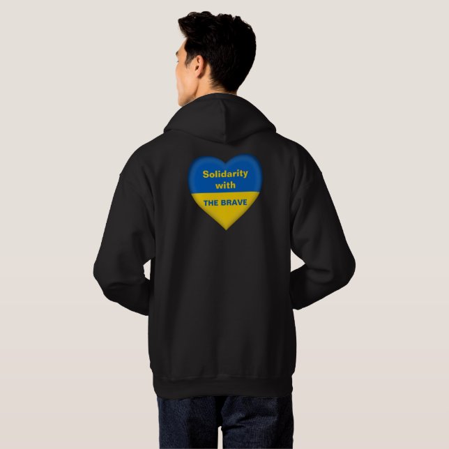Solidarität Herz der ukrainischen Flagge Hoodie (Schwarz voll)