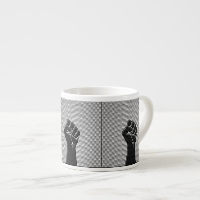 Solidaritätsfaust im Carbon Fibre Style Espressotasse (Vorderseite Rechts)