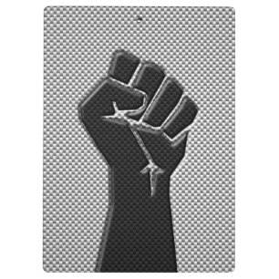 Solidaritätsfaust im Carbon Fibre Style Klemmbrett