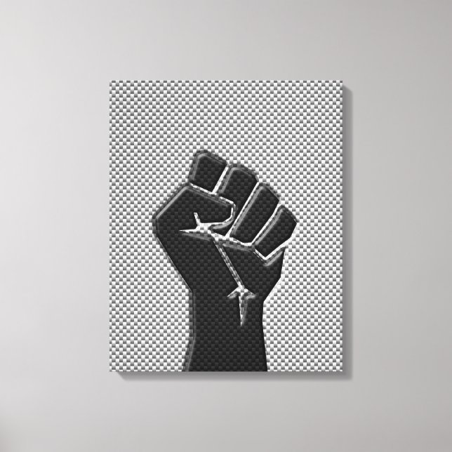 Solidaritätsfaust in Carbon Fibre Print Style Leinwanddruck (Vorderseite)