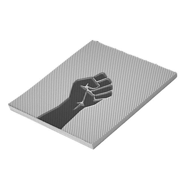 Solidaritätsfaust in Carbon Fibre Print Style Notizblock (Rotiert)