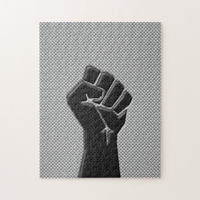 Solidaritätsfaust in Carbon Fibre Print Style Puzzle (Vertikal)