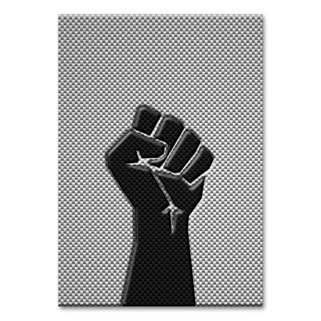 Solidaritätsfaust in Carbon Fibre Print Style Tischnummer (Vorderseite)
