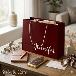 Solide bordeauxrote große Geschenktasche mit indiv Geschenktüte