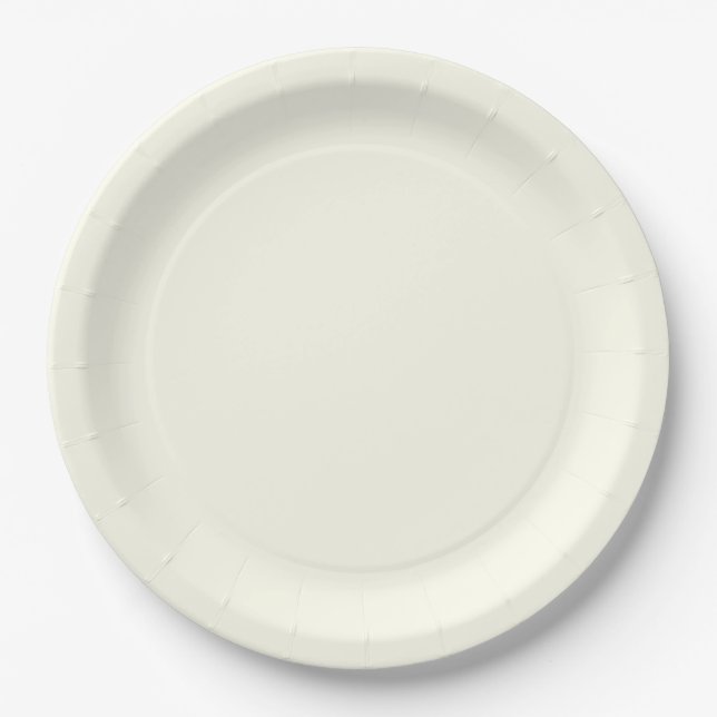 Solide Elfenbeinfarbene Minimalistische Moderne Pappteller (Vorderseite)