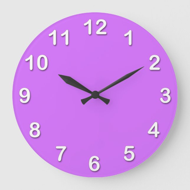 Solide Farbe: Lilac Lila Große Wanduhr (Vorderseite)