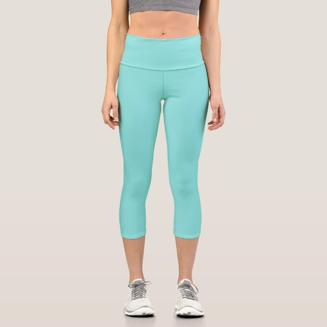 Solide Farbe mild aquamarin Türkis Capri Leggings (Vorderseite)