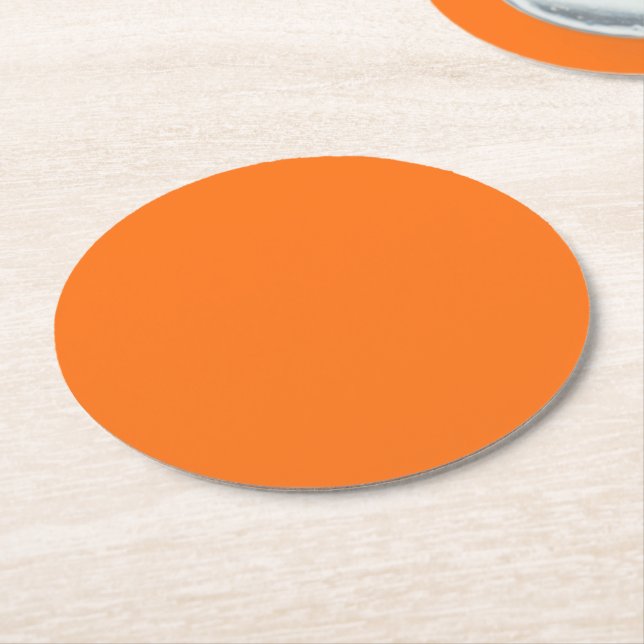 Solide Farbe: Pumpkin Orange Runder Pappuntersetzer (Angewinkelt)
