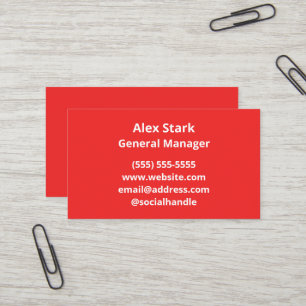 Solide, helle Red Business Cards Visitenkarte
