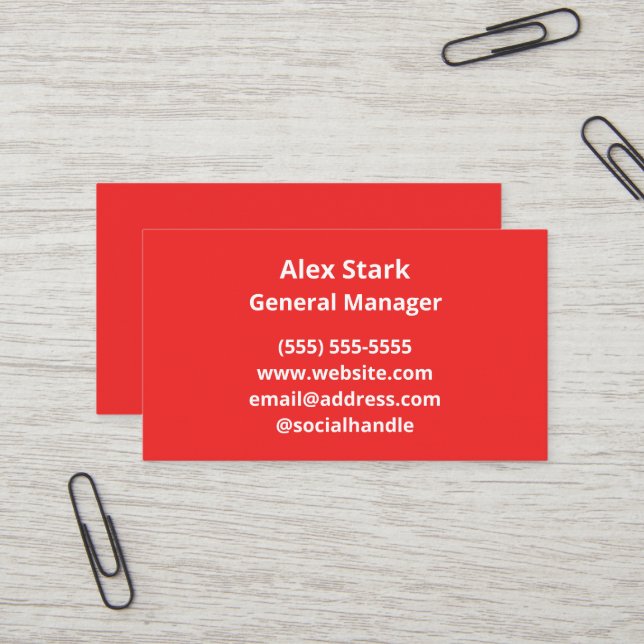 Solide, helle Red Business Cards Visitenkarte (Vorderseite/Rückseite Beispiel)