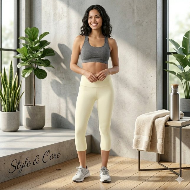 Solide Ivory Color Capri Leggings (Solid Ivory Color Capri Leggings)