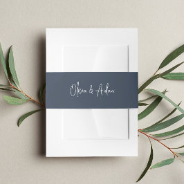 Solide Marine + handgeschriebene White Letters Wed Einladungsbanderole