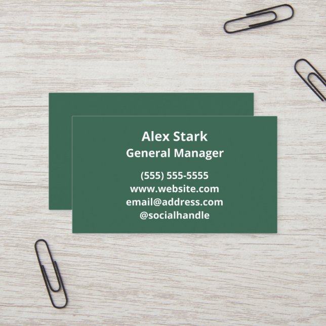 Solide Pine Green Business Cards Visitenkarte (Vorderseite/Rückseite Beispiel)