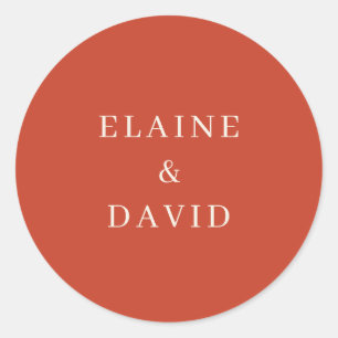 Solide rustikale Orange Moderne Hochzeit Runder Aufkleber