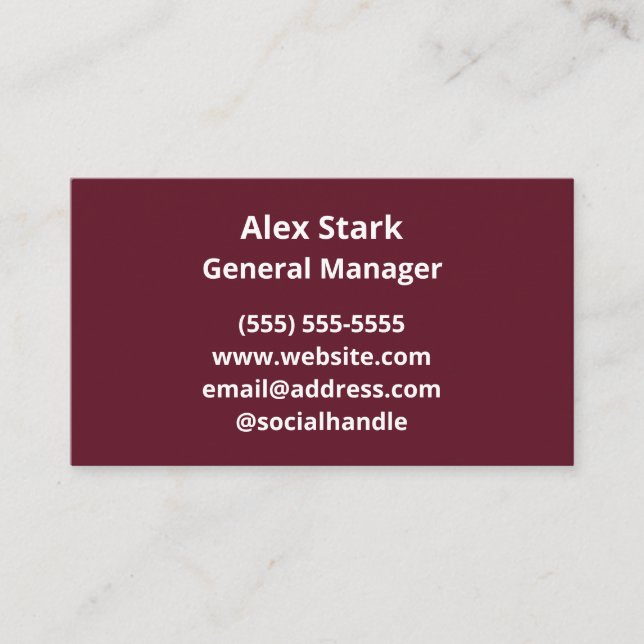 Solide Wine Red Business Cards Visitenkarte (Vorderseite)