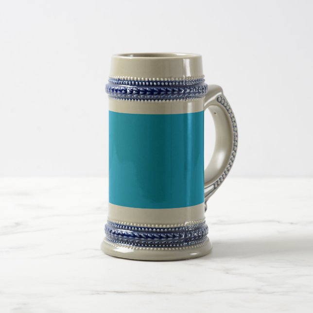 Solider Cyan-Blauer Hintergrund | Minimalistischer Bierglas (VorderseiteRechts)