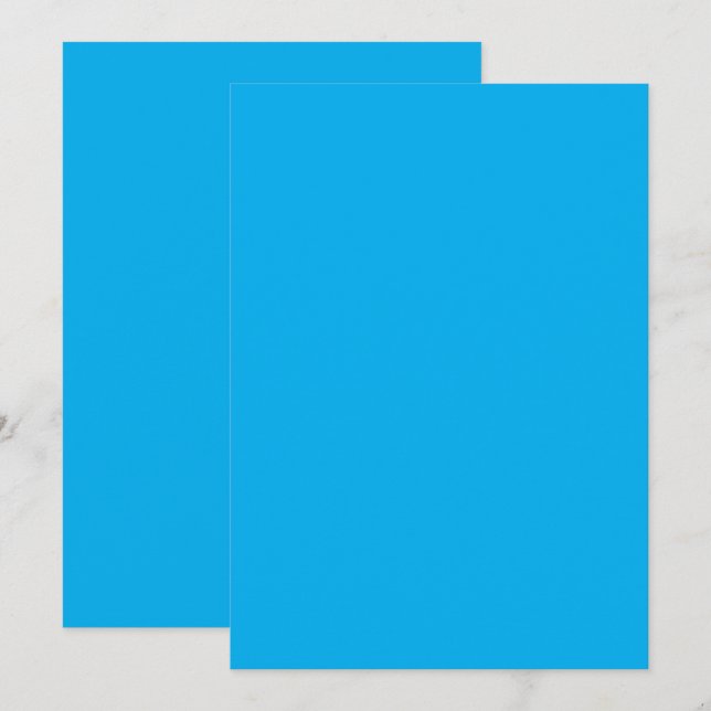 Solider Cyan-Blauer Hintergrund | Minimalistischer Einladung (Vorne/Hinten)