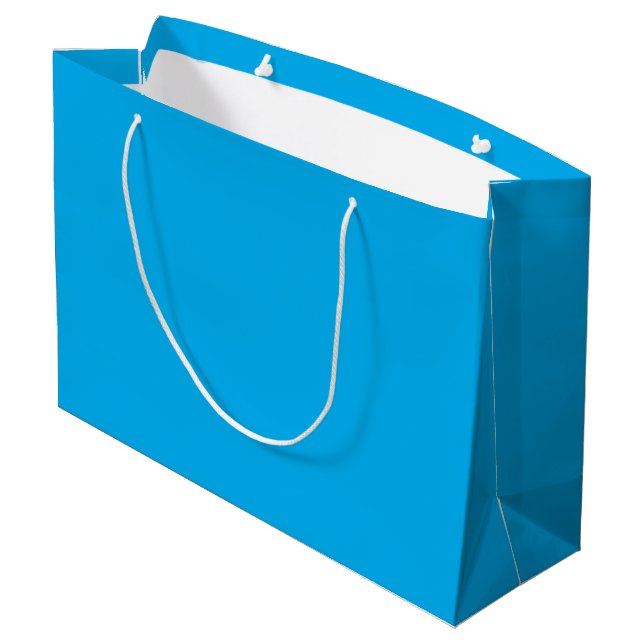 Solider Cyan-Blauer Hintergrund | Minimalistischer Große Geschenktüte (Rückseite Schrägansicht)