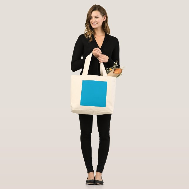 Solider Cyan-Blauer Hintergrund | Minimalistischer Jumbo Stoffbeutel (Vorderseite (Model))