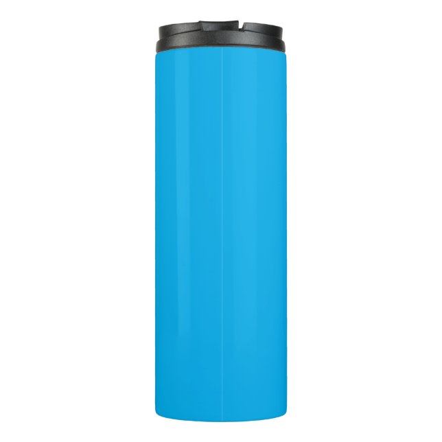 Solider Cyan-Blauer Hintergrund | Minimalistischer Thermosbecher (Rückseite)