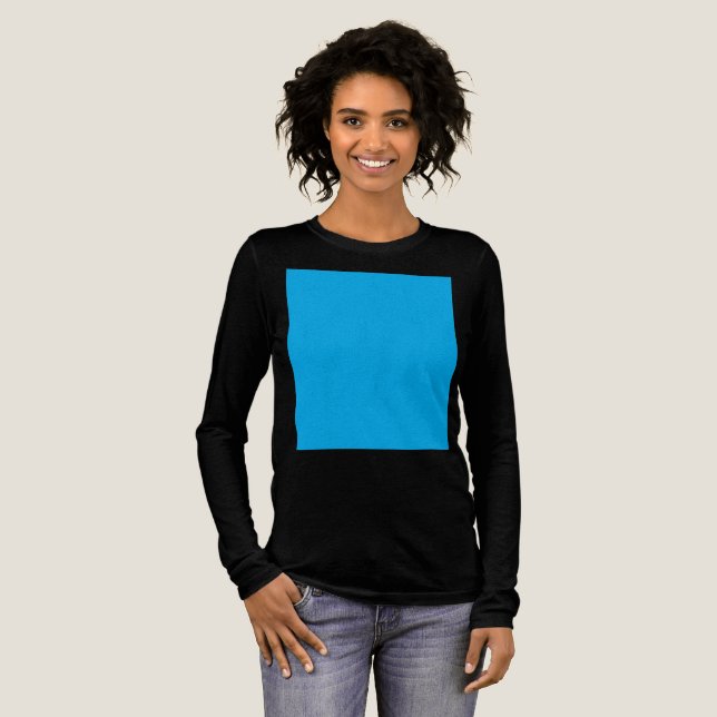 Solider Cyan-Blauer Hintergrund | Minimalistischer Tri-Blend Shirt (Volle Vorderseite)