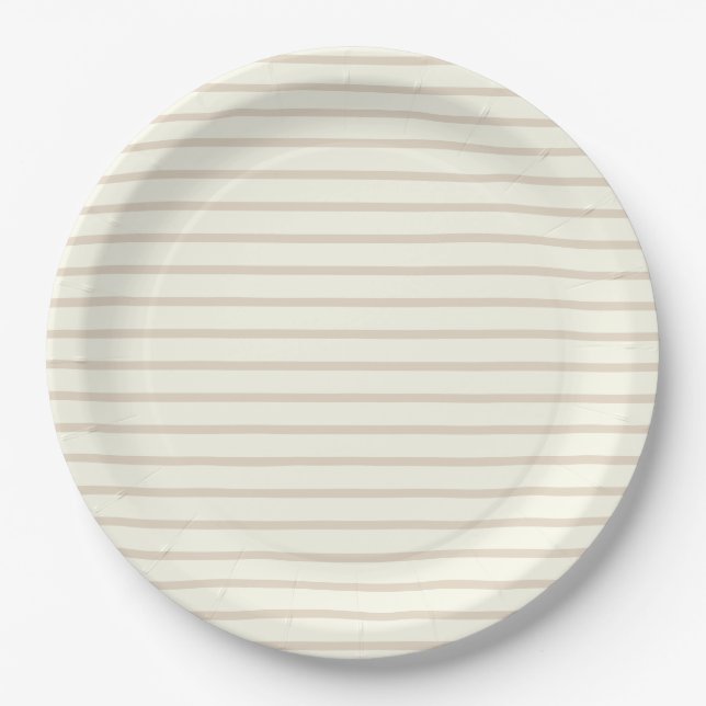 Solides Elfenbein und Mandelfarben minimalistische Pappteller (Vorderseite)