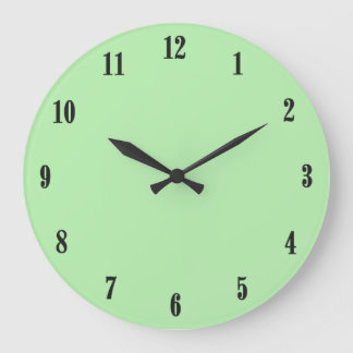 Solides Minzgrün mit schwarzen Zahlen Große Wanduhr