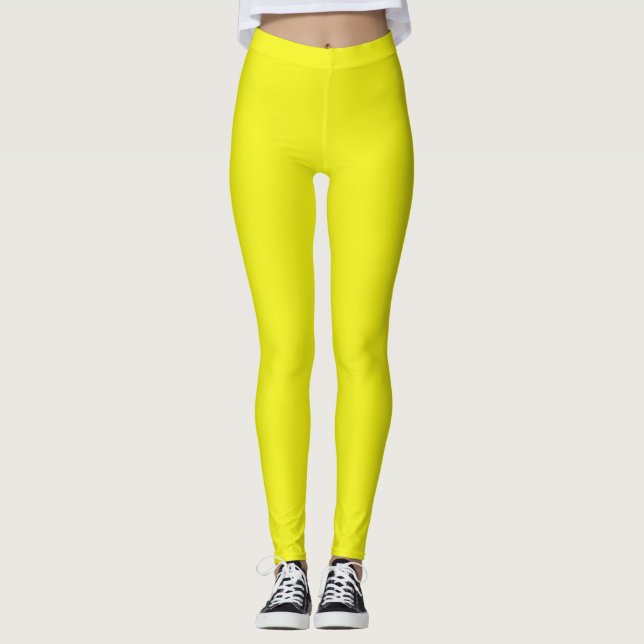 Solides Neon Gelb Leggings (Vorderseite)
